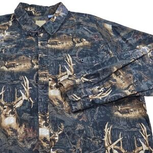 Legacy Falls Mens XXL‎ Long Sleeve Button Up Shirt Deer Camo 100% Cotton